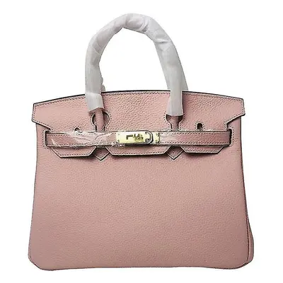 (Bare pink, 20*15*10cm) Ladies Women Leather Handbag Birkin First Layer Cowhide Leather Tote Bag