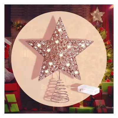 Christmas Tree Topper Star Decorative Sparkling LED Lights Metallic Design Festive Decorations f