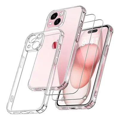 iPhone Plus Case and Pack, in Camera Cover Compatible with Tempered Glass Screen Protector, Slim