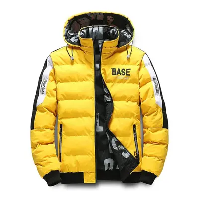 (yellow, M) Men Autumn Winter Cotton Jacket Warm Comfortable Padded Thickened Down Jacket Double