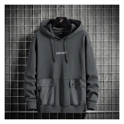 (grey, S) Black Mens Hoodies Street Hip Hop Fashion Sweatshirts Men Casual Hooded Long Sleeve Pu