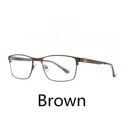 (brown, -4.50) Finished Myopia Sun Photochromic Glasses Fashion Chameleon Gray Lens Metal Legs W