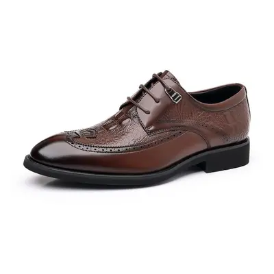 (brown, 40) Business Casual Leather Men Shoes Genuine Leather Oxford Shoes For Men Flats Shoes