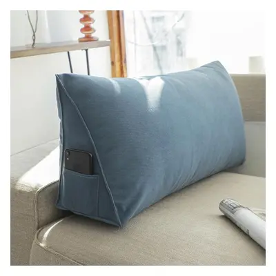 (blue, 60*35*20cm) Large Backrest Living Room Bedside Rectangular Backrest Cushion Queen Pillow 