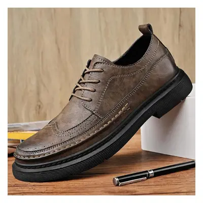 (brown, 42) Men&apos;s Leather Shoes Derbies Casual Driving Shoes