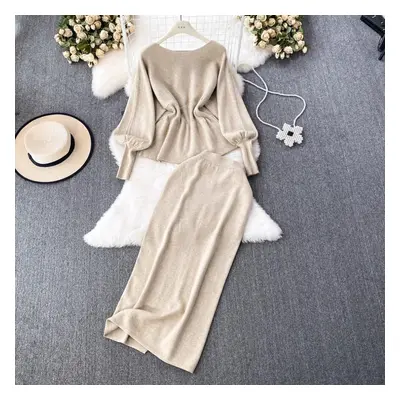 (beige, One Size) Sets Two Pieces High Waist Women Casual Fashion Autumn Winter Khaki Ins Clothe