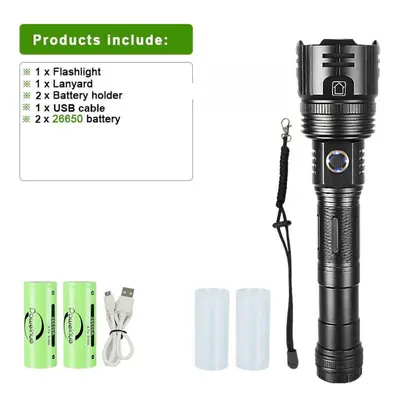 (A-800W-26650) New Super Flashlights Torches Ultra Powerful Flashlight Usb Rechargeable Flash Li