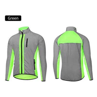 (green, L) Wosawe Cycling Jacket Windproof Mtb Bike Reflective Hi Viz Tops Coat