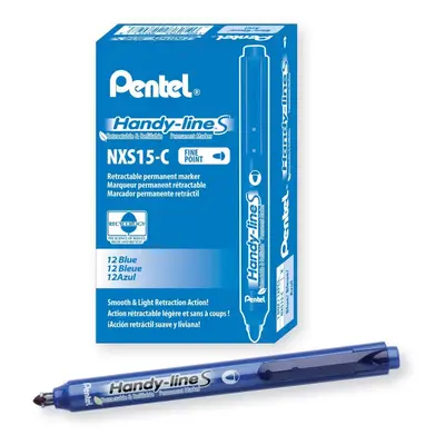 Pentel Retractable Handy-Line S-Permanent Markers Fine Point Blue 12-Count (NXS15-C)