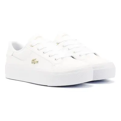 (White, (Adults')) Lacoste Ziane Platform Leather Women's White Trainers