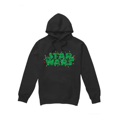 (M, Black) Star Wars Mens Christmas Lights Logo Hoodie