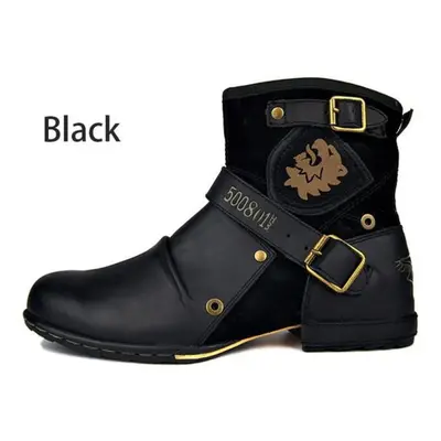 (black, 41) Fashion Men Outdoor Ankle Boots Vintage Booties Breathable Male Motorcycle Boots Fas