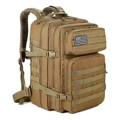 (khaki) 45l Military Tactical Backpacks Molle Army Assault Outdoor Pack Day Bug Out Bag Travel G