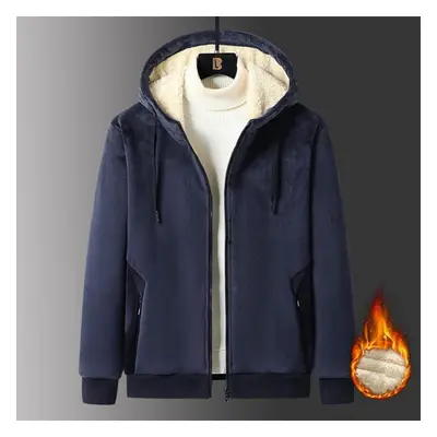 (blue, 7XL) Winter New Lamb Coat Plus Fleece Thickened Men&apos;s Large Size Long Sleeve Clothes