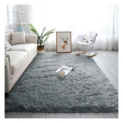 (200cm x 290cm (6ft 7" x 9ft 6")- Large Area Rug Carpet ) Grey Shaggy Rugs Large Soft Pile Livin