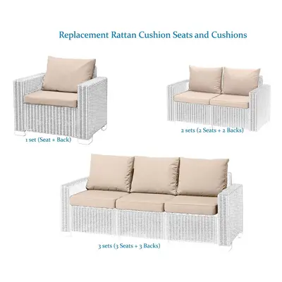 (Seat+Cushion Sets) Replacement Rattan Cushion Pads Grey Will Fit Keter Allibert California Gard