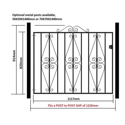 (1220mm GAP X 914mm High Galvanised) Stirling Scroll Garden Gates galvanised metal iron