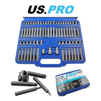 US PRO 75PC Hex, Spline, Torx & Tamper Proof Torx Bit Set