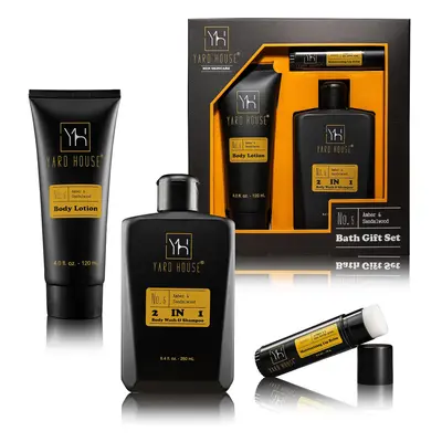 Gift Baskets For Men Bath and Body Gift Set - Sandalwood Amber - Premium Mens Skincare Kit for H