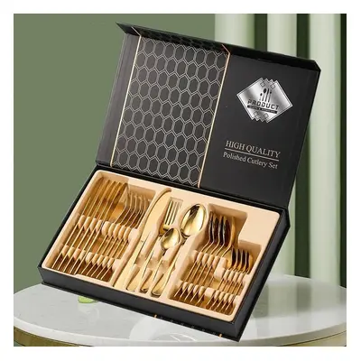 (Box-Gold) Piece Stainless Steel Cutlery Sets Tableware Barware Cutlery Sets Include Knife/Fork/