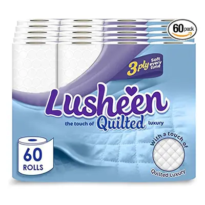 Lusheen White Unscented Ply Quilted White Toilet Rolls - Rolls