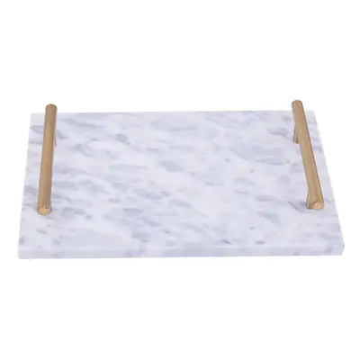 Premier Housewares Grey Marble Tray with Gold Effect Handles