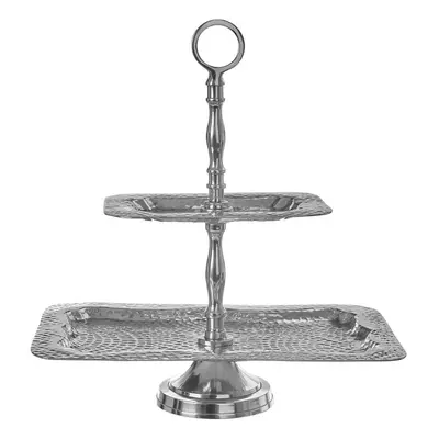 2 Tier Hammered Aluminium Cake Stand