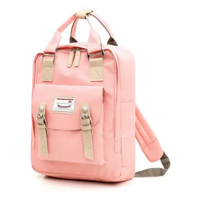 (Pink) USB Backpack Student School Bag Waterproof Shoulder Bag Camping Travel