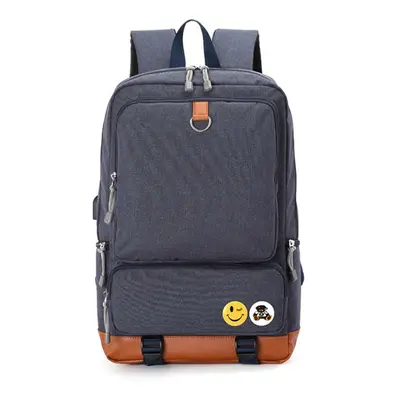 (Dark Blue) Backpack USB Charging Backpacks Men Woman Shoulder Bag Laptop Bag Casual Travel Back