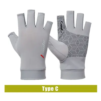 (Grey, Half Finger) Fishing Catching Gloves Protect Hand Professional Release Anti-slip Fish Glo