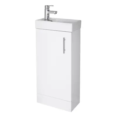 Compact Cloakroom Bathroom 400mm Vanity Unit with Ceramic Basin/Sink