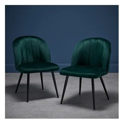 (Green) X LPD ORLA VELVET FABRIC DINING CHAIRS ONLY