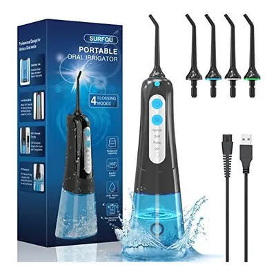 Water Flosser 300ML for Teeth with Rotation Cordless Oral Irrigator Electric Flossing Modes IPX7