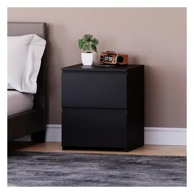 (Black) Drawer Queen Bedside Cabinet Bedroom Storage Cabinet, Modern Nightstand End Table