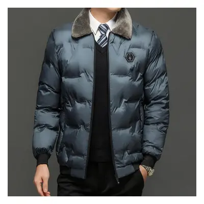 (livid, XXL) Plush And Thickened Down Cotton Jacket For Men&apos;s Lapel Cotton Jacket Winter Ja