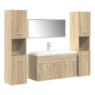 vidaXL Piece Bathroom Furniture Set Sonoma Oak Engineered Wood