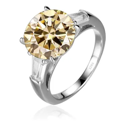 (champagne, 5.5) Bagueringen Luxury Big Carat Moissanite Diamond Ring Sterling Silver Jewelry Cl