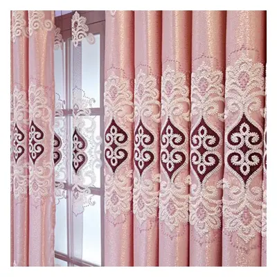 (pink, 170*270cm*2pcs) Embroidered Curtains Living Room Balcony Bedroom Floor Curtain European F