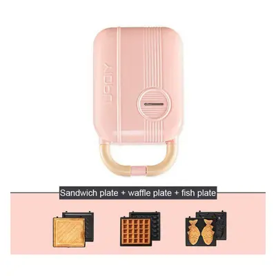 (pink, Bread machine + 3pc mould) Sandwich Maker Home Multifunction Toaster In Detachable Breakf