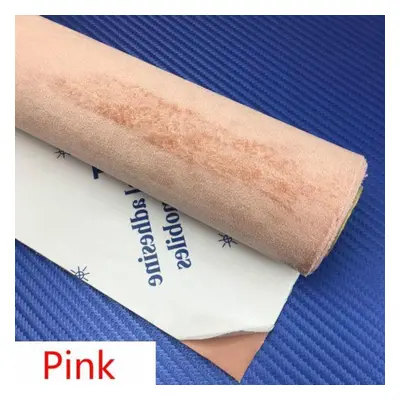 (pink) Self Adhesive Suede Leather Fabric Wrap Film Sticker Paper All Around Stretch Diy Car Int