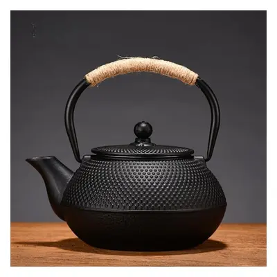 (900ml) Rope Wrapping Handle Cast Iron Pot Teapot Fast Heat Conduction Chinese Japanese Antique 