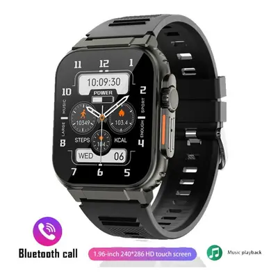 (black, Silicone strap) Bluetooth Call Smart Watch Men 1.96inch 600mah Large Battery 100+ Sports