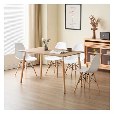 (Oak, With White Chairs) Piece Rectangular Dining Set White Or Oak Top Chairs Black Grey Or Whit