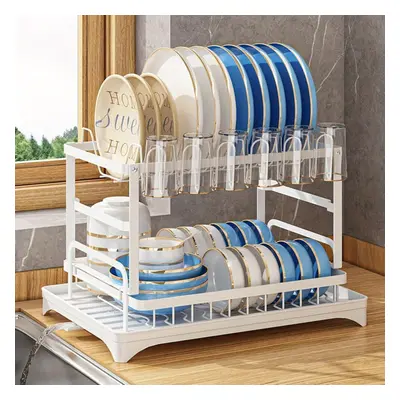 (white, B) 1pc Dish Drying Rack For Kitchen Counter Over The Sink, Detachable Larger Capacity 2-