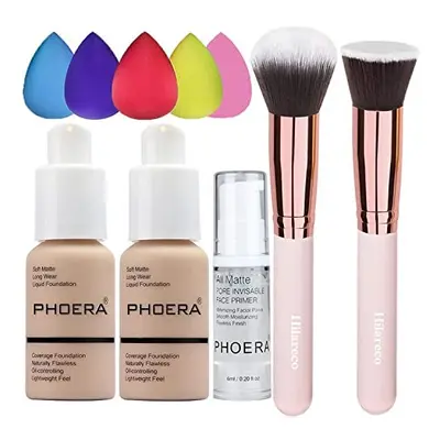 Foundation Make for PHOERA Nude and Face Primer, Liquid Full Coverage Foundation Set,Foundation 