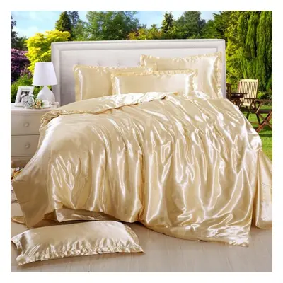 (beige, x 2.4(4 pcs?) Solid Color Bedclothes Black Silk Bedding Home Textile Bedclothes