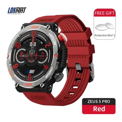 (red) Lokmat Zeus Pro Flashlight Smart Watch Bluetooth Calls Watch Waterproof Fitness Tracker Me