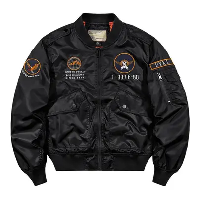 (black, XXXL) Jacket Plus Size Stand Collar Plus Size Flight Jacket Baseball Collar Baseball Jer