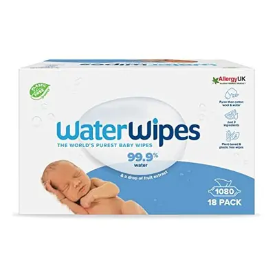 Plastic-Free Original Baby Wipes, Count (18 packs), 99.9% Water Based Wipes, Unscented for Sensi