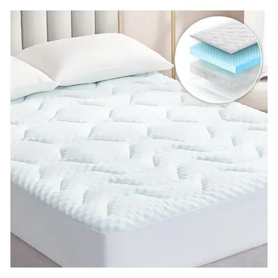 EHEYCIGA Memory Foam Mattress Topper Kingsize Bed, Gel Mattress Pad with Extra Deep Pocket, Brea